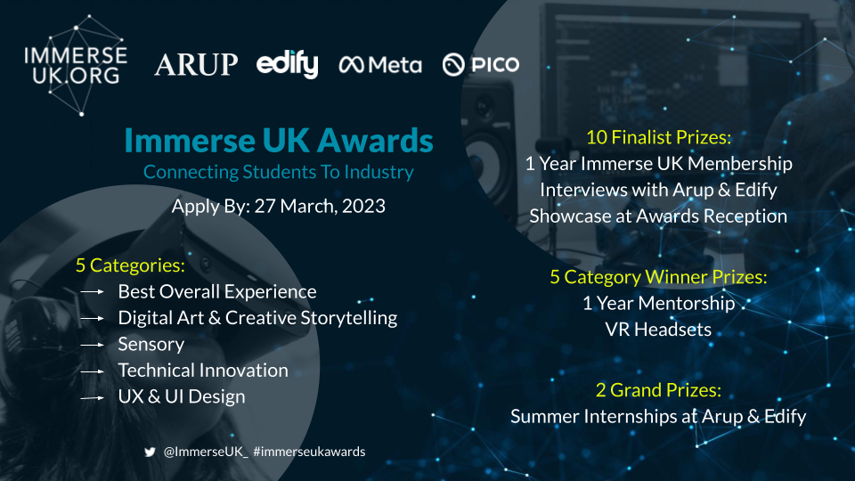 Immerse UK awards prize details, see text below